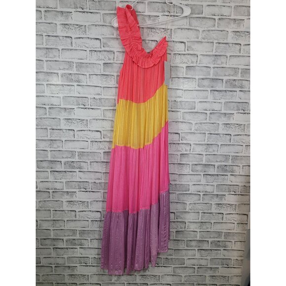 NWT Sundress Stevie Palma One Shoulder Color Block Maxi Size M/L Pink Purple - Picture 7 of 10